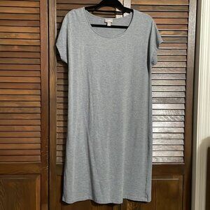 J. J Jill stretch heather gray shift t shirt dress cap dolman sleeves L large